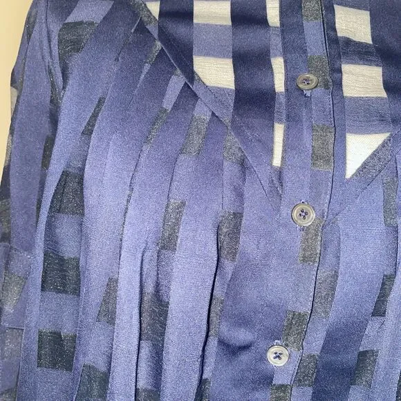 Current Air Anthropologie Blouse SP Short Sleeve Button Up Plaid Sheer Bows - Picture 5 of 16